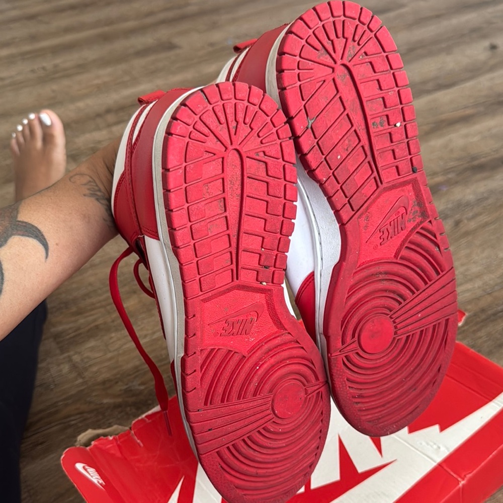 Authentic Nike Dunk Hi Red and White High-Top Sneakers - Picture 13 of 14